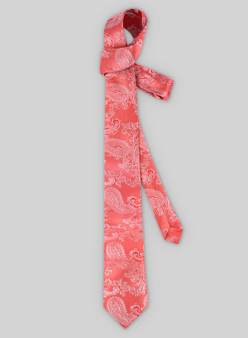 Paisley Coral Pink Lining Tie - StudioSuits