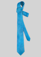 Paisley Cyan Blue Satin Tie - StudioSuits