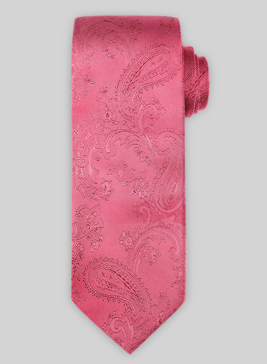 Paisley French Pink Satin Tie - StudioSuits