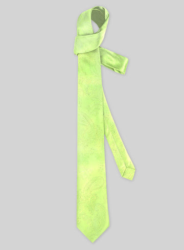 Paisley Neon Green Satin Tie - StudioSuits
