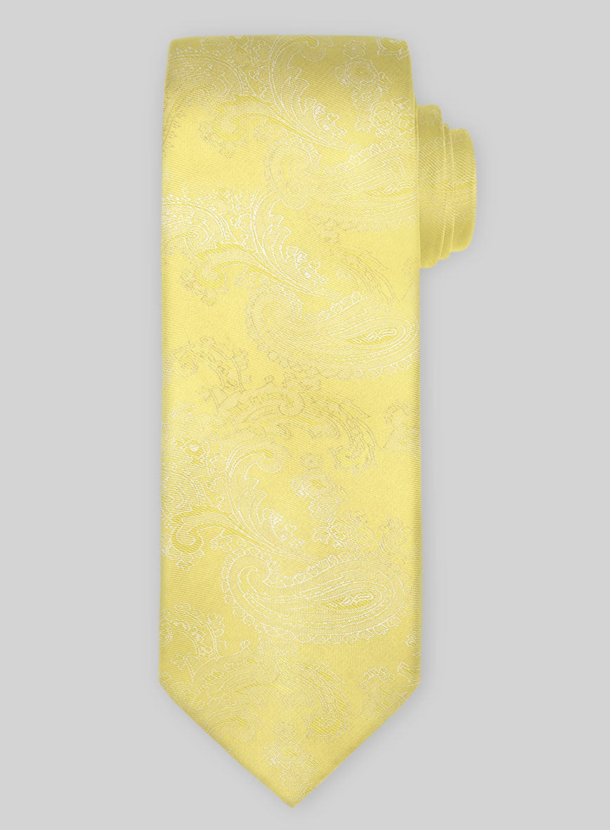 Paisley Neon Yellow Satin Tie - StudioSuits
