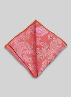 Paisley Pocket Square - Coral Pink - StudioSuits