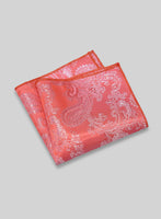 Paisley Pocket Square - Coral Pink - StudioSuits