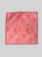 Paisley Pocket Square - Coral Pink - StudioSuits