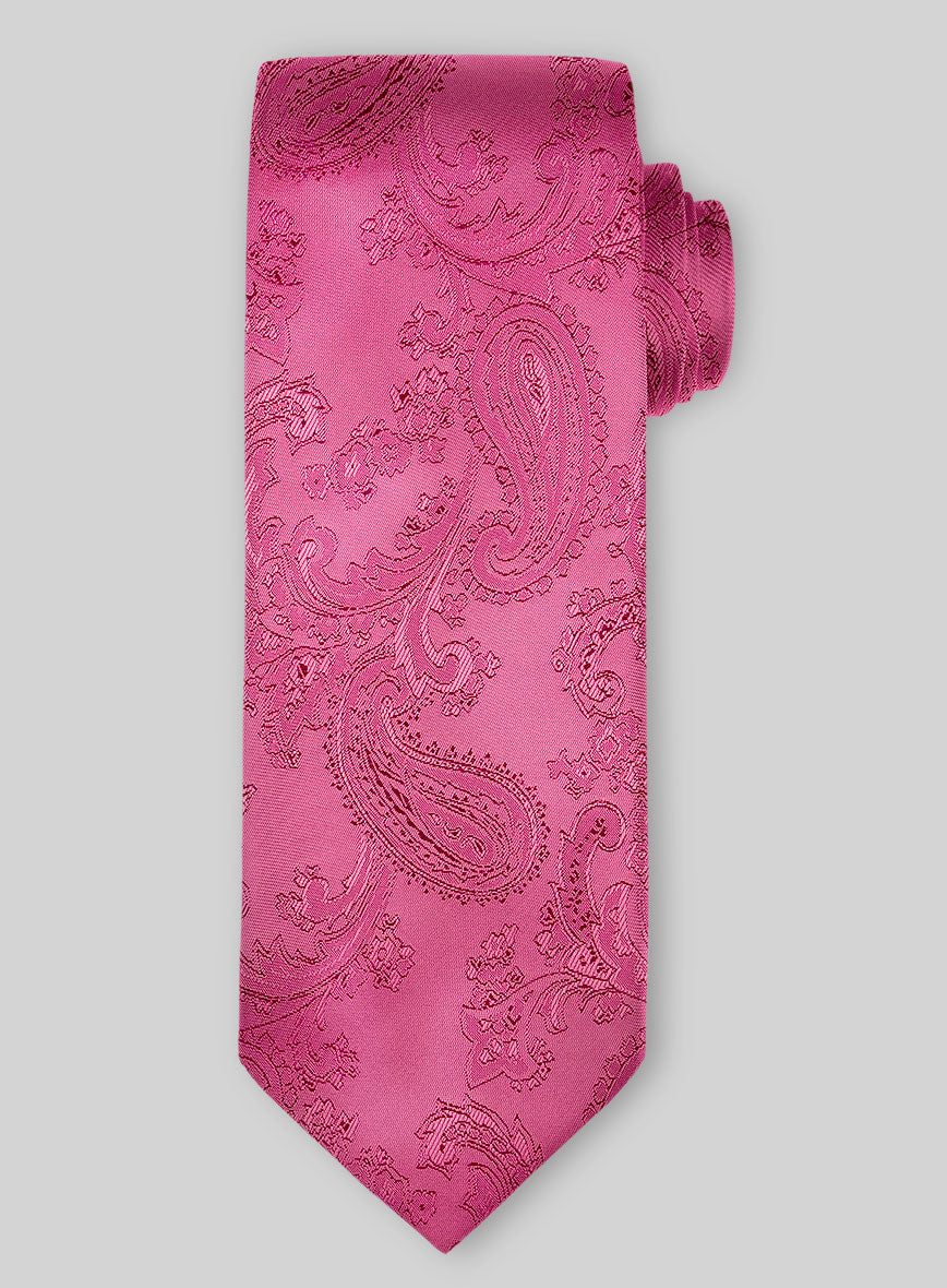 Paisley Punch Pink Satin Tie - StudioSuits