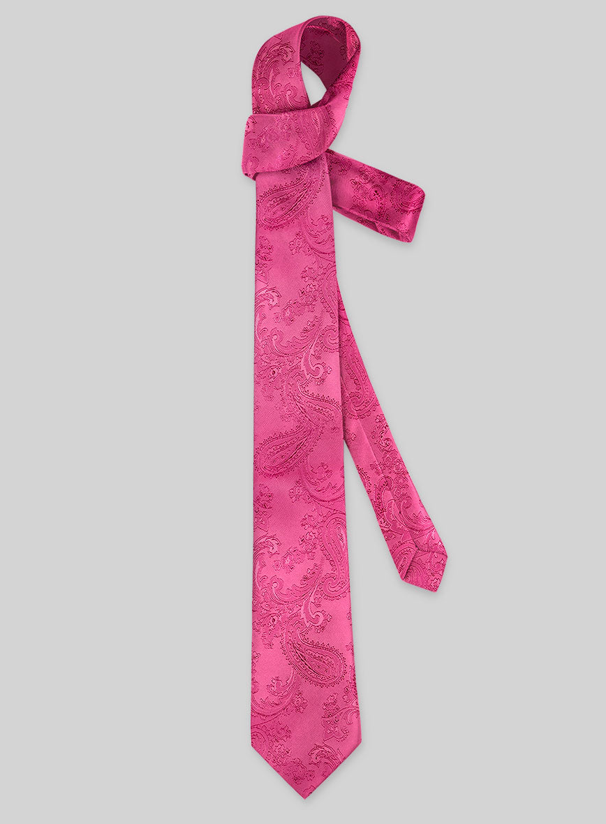 Paisley Punch Pink Satin Tie - StudioSuits