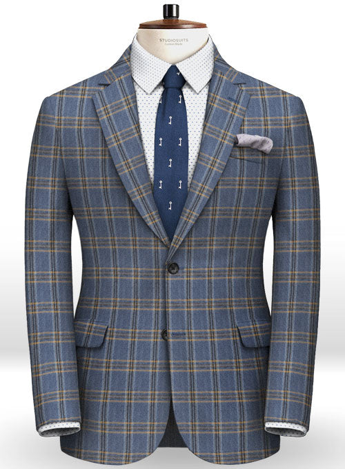 Parma Royal Blue Feather Tweed Suit - StudioSuits