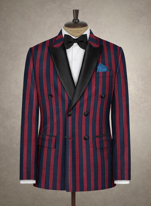 Percy Stripes Wool Tuxedo Jacket - StudioSuits