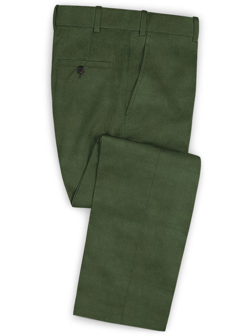 Pine Green Satin Cotton Pants - StudioSuits