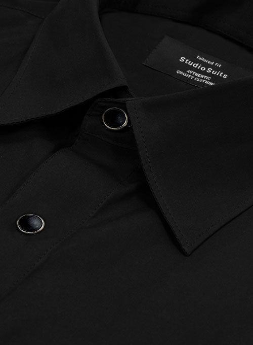 Plain Front Black Tuxedo Shirt - StudioSuits