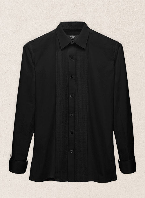 Pleated Black Tuxedo Shirt - StudioSuits