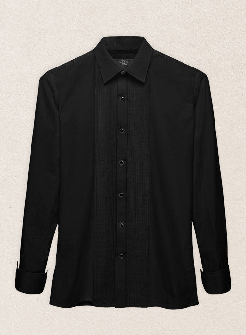 Pleated Black Tuxedo Shirt