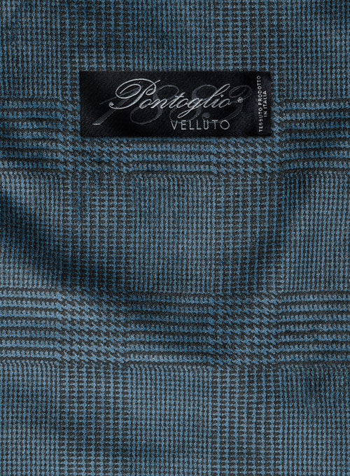 Pontoglio Glen Blue Velvet Jacket - StudioSuits