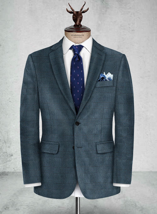 Pontoglio Glen Blue Velvet Suit - StudioSuits