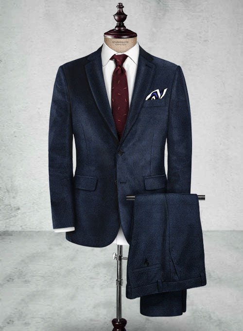 Pontoglio Glen Royal Blue Velvet Suit - StudioSuits