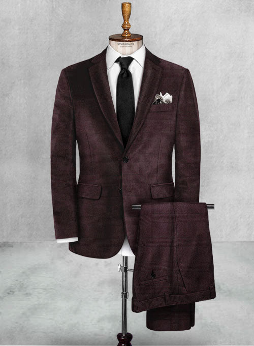 Pontoglio Glen Wine Velvet Suit - StudioSuits