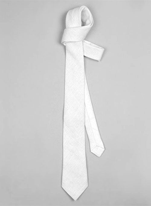 Linen Tie - Pure White - StudioSuits