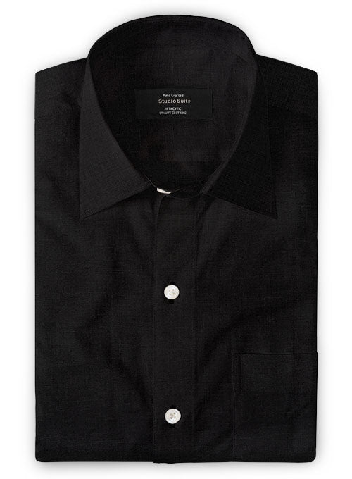 Pure Black Linen Shirt