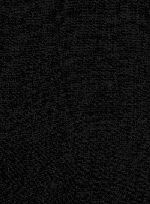 Pure Black Linen Shirt - StudioSuits