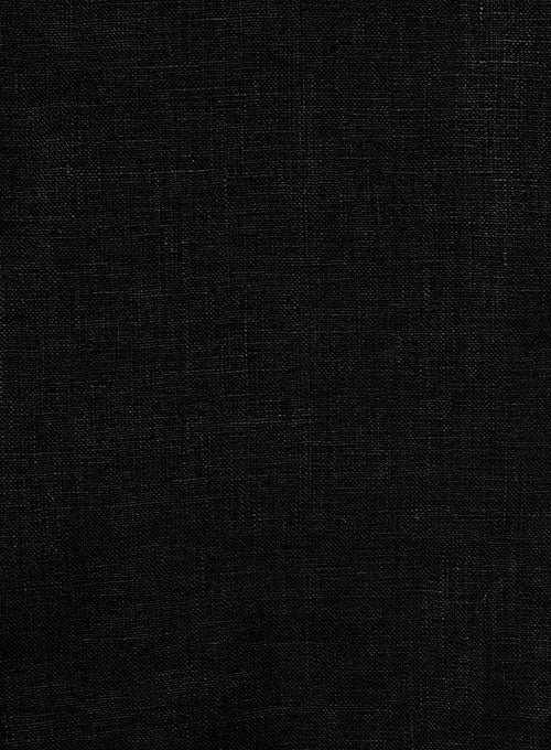 Pure Black Linen Shirt - StudioSuits