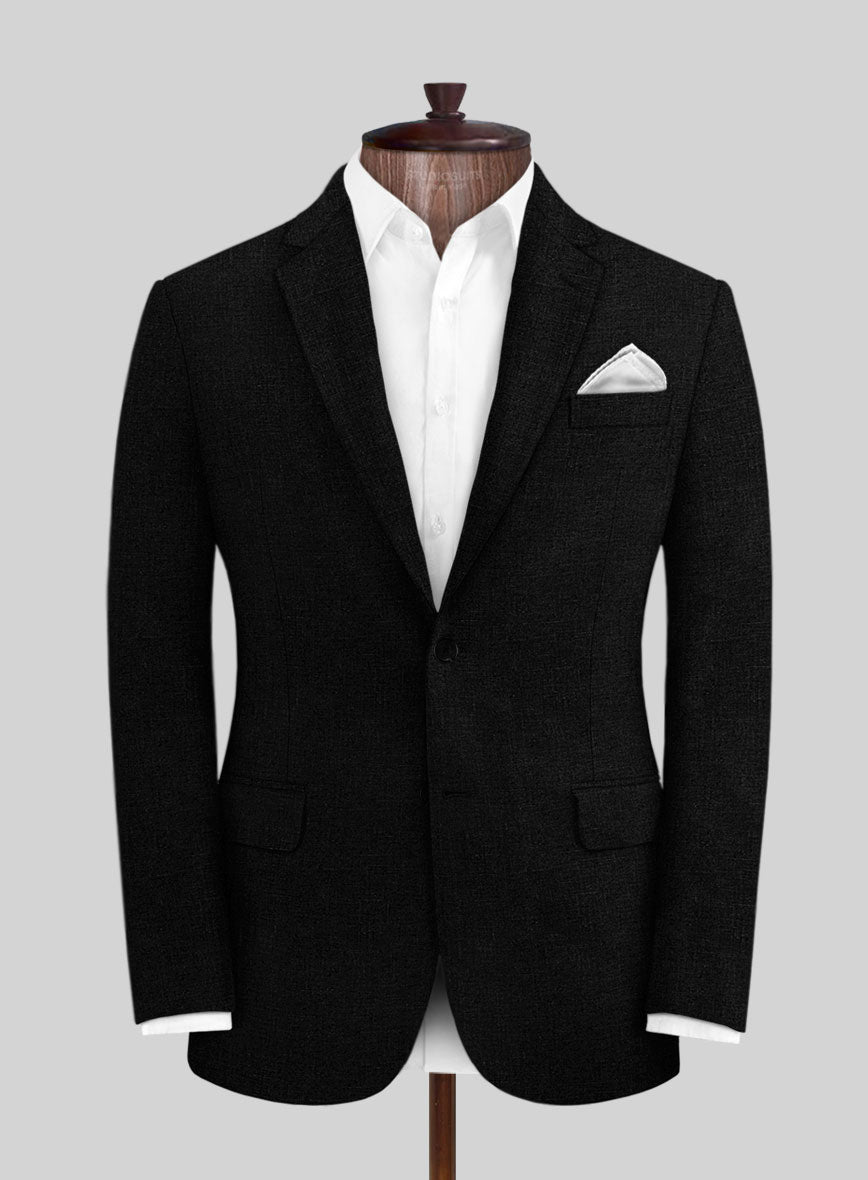 Pure Black Linen Suit - StudioSuits