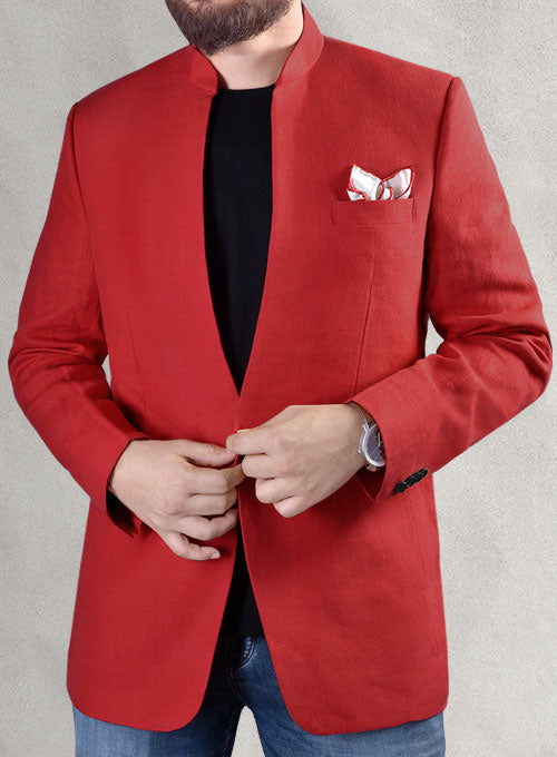Pure Red Linen Roma Sports Jacket - StudioSuits