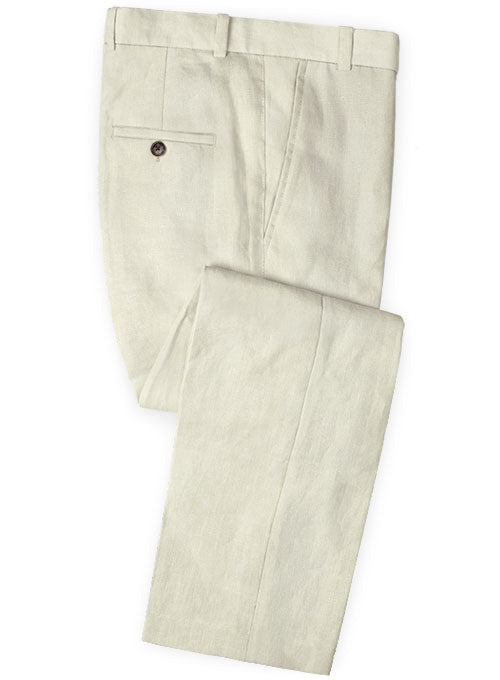 Pure Light Beige Linen Pants - StudioSuits