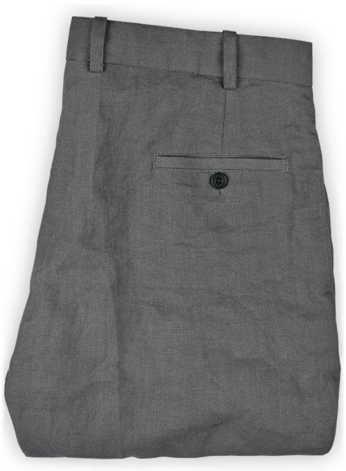 Pure Mid Gray Linen Pants - StudioSuits