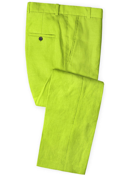 Pure Neon Green Linen Pants - StudioSuits