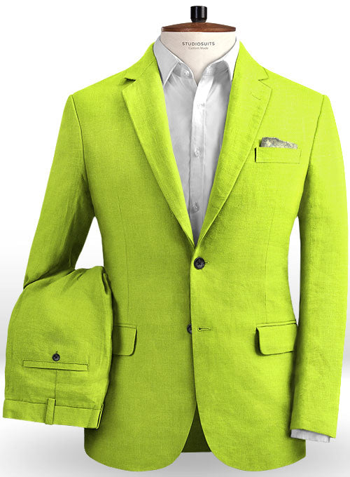 Pure Neon Green Linen Suit - StudioSuits