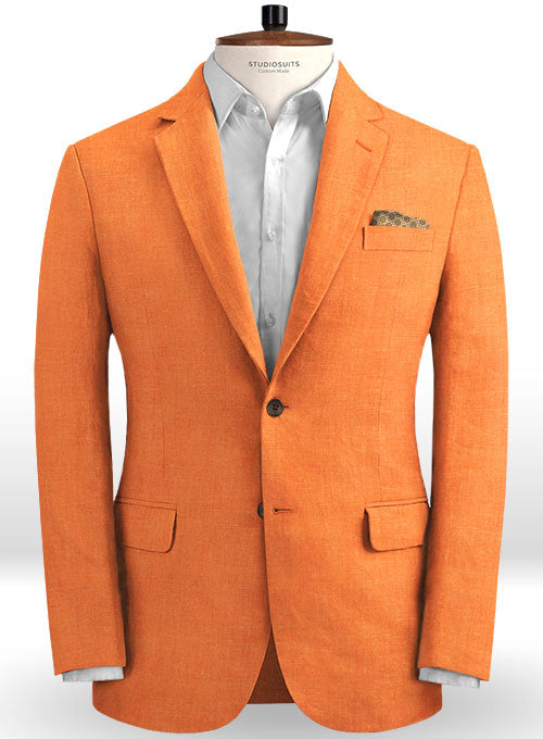 Pure Neon Orange Linen Jacket - StudioSuits