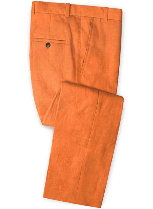 Pure Neon Orange Linen Pants - StudioSuits