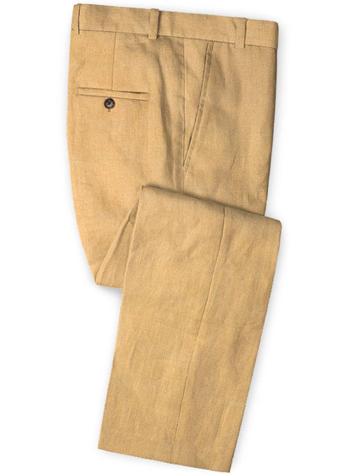 Pure Pale Orange Linen Pants - StudioSuits