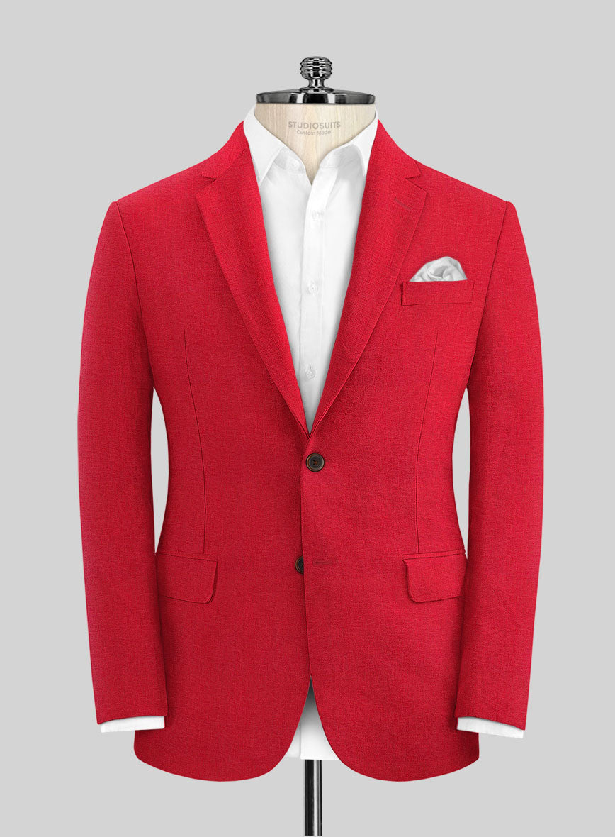 Pure Red Linen Jacket - StudioSuits