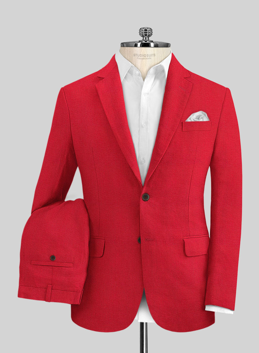 Pure Red Linen Suit - StudioSuits