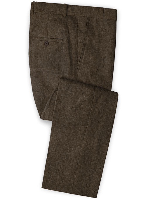 Pure Rich Brown Linen Pants - StudioSuits