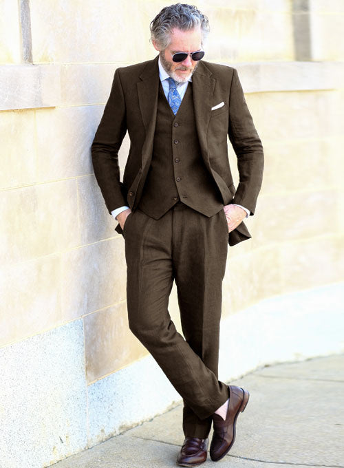 Pure Rich Brown Linen Suit - StudioSuits