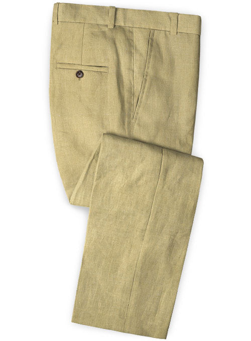 Pure Tan Linen Pants - StudioSuits