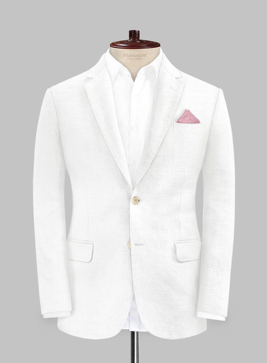 Pure White Linen Jacket - StudioSuits