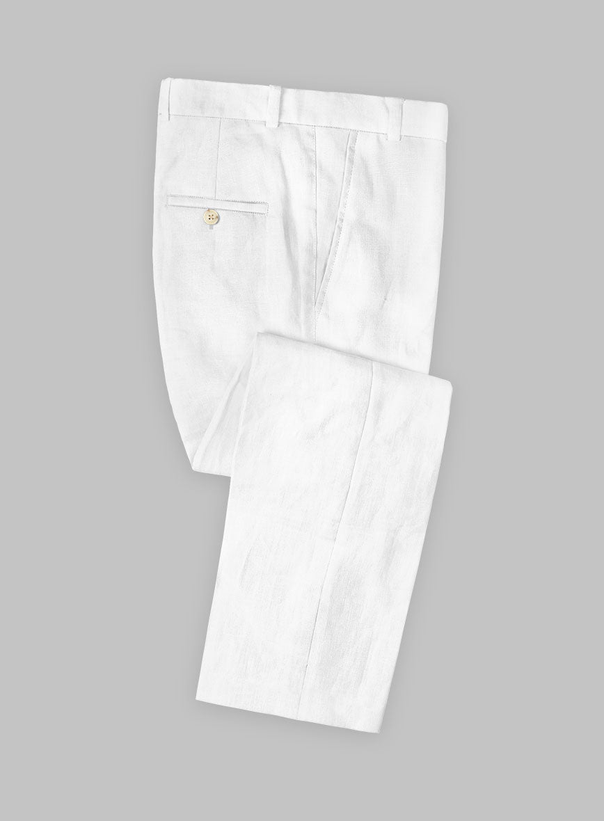 Pure White Linen Pants - StudioSuits