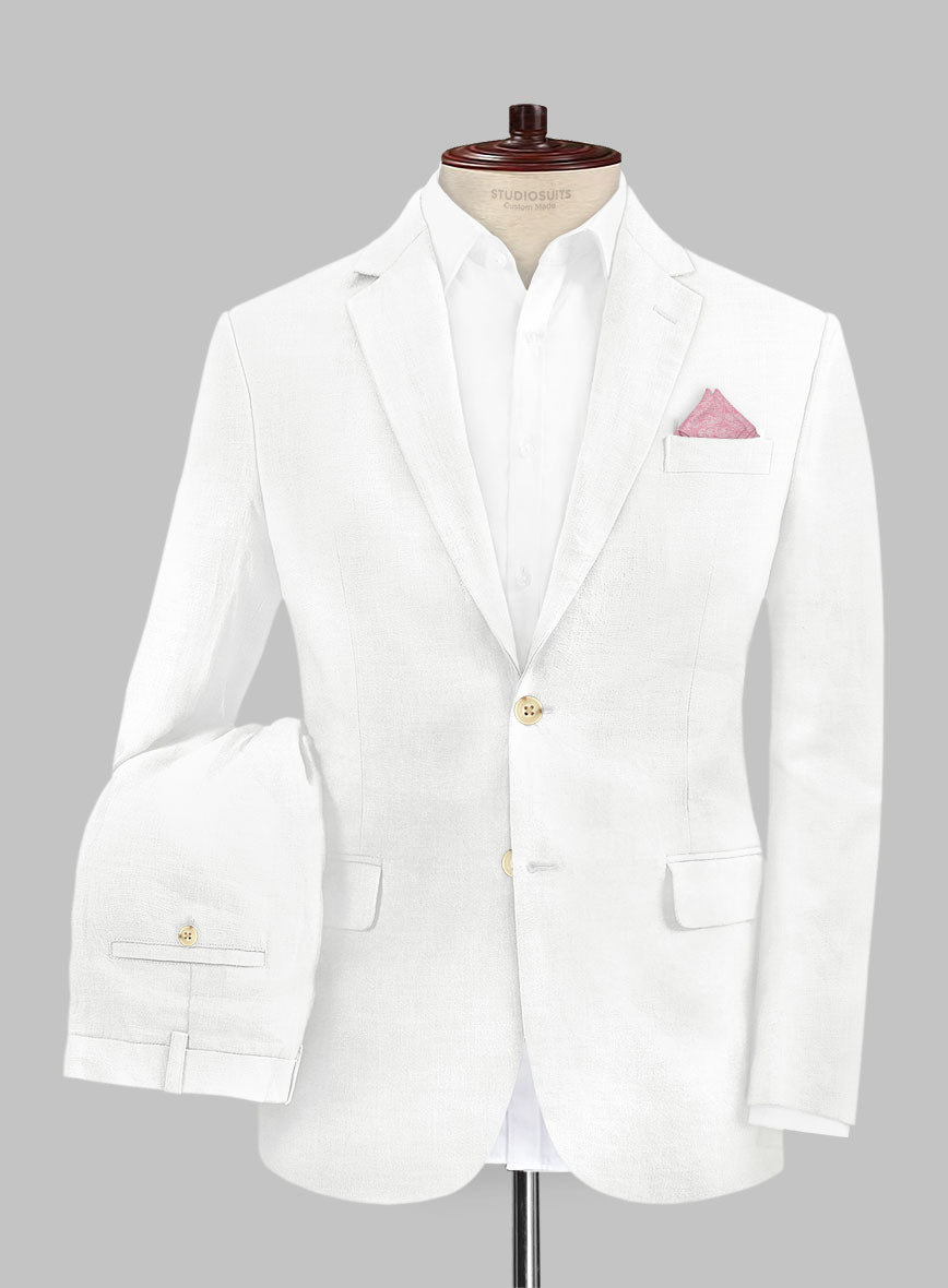 Pure White Linen Suit - StudioSuits