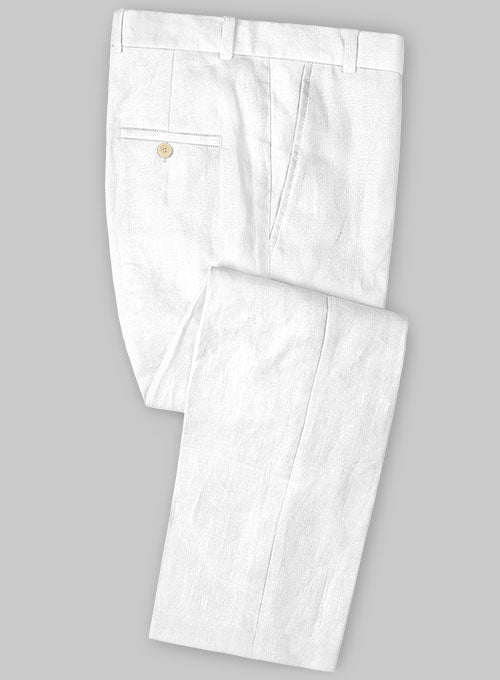 Pure White Linen Pants - Pre Set Sizes - Quick Order - StudioSuits