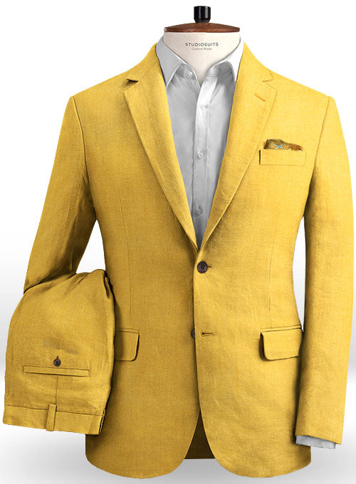 Pure Orchid Yellow Linen Suit - StudioSuits