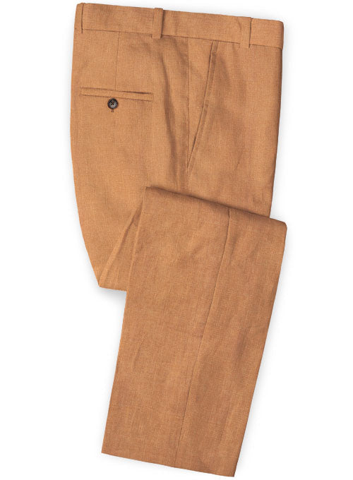 Pure Zod Orange Linen Pants - StudioSuits