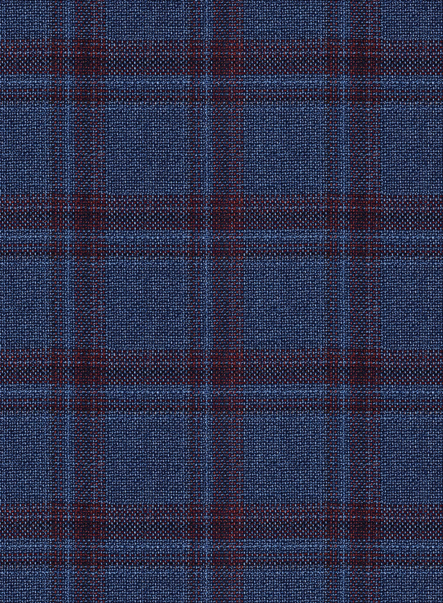 Reda Agodi Dark Blue Checks Wool Jacket - StudioSuits