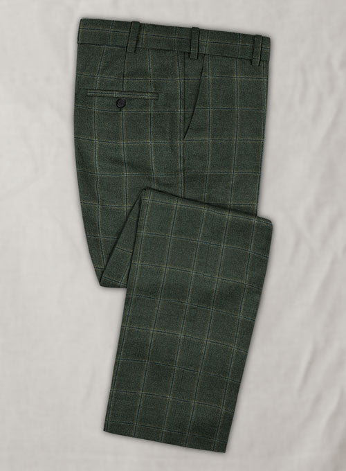 Reda Amazon Green Checks Wool Pants - StudioSuits