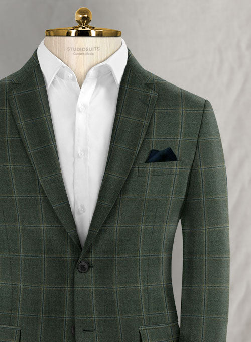 Reda Amazon Green Checks Wool Jacket - StudioSuits