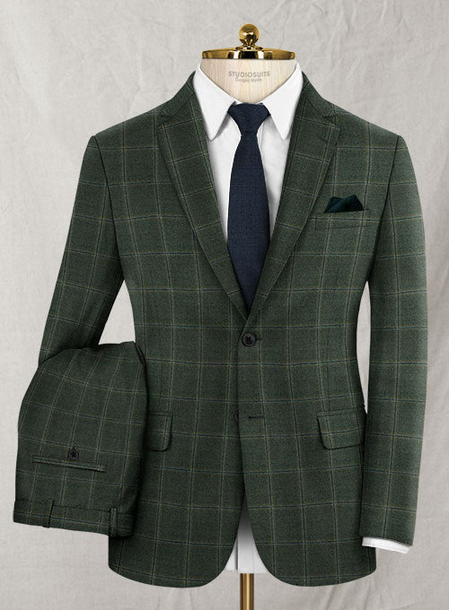 Reda Amazon Green Checks Wool Suit - StudioSuits
