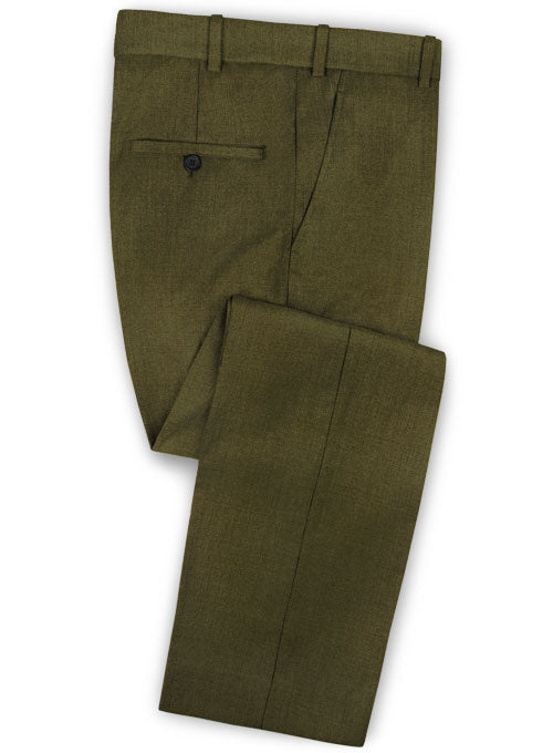 Reda Army Green Pure Wool Pants - StudioSuits