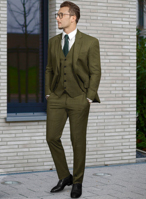Reda Army Green Pure Wool Suit - StudioSuits